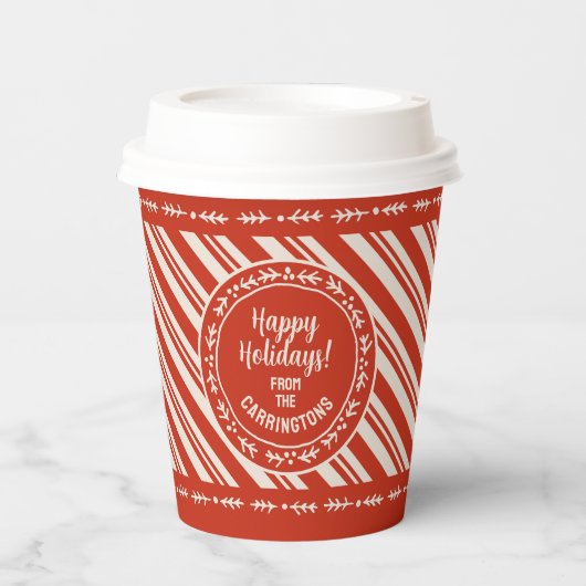 Personalisiert Candy Cane Stripe Pappbecher (Vorderseite)