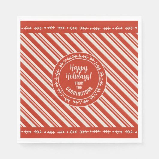 Personalisiert Candy Cane Stripe Serviette (Vorderseite)