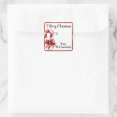 Personalisiert Candy Cane Weihnachtsgeschenk Quadratischer Aufkleber (Tasche)