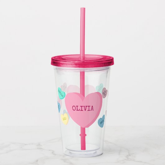 Personalisiert Candy Heart Tumbler Acryltrinkbecher (Vorderseite)