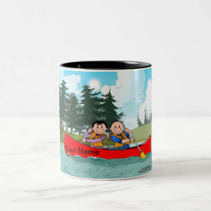 Personalisiert Canoe Couple Cartoon Zweifarbige Tasse