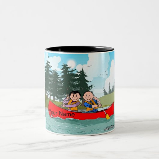 Personalisiert Canoe Couple Cartoon Zweifarbige Tasse (Mittel)