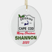 PERSONALISIERT Cape Cod Weihnachtsfeier Keramik Or Keramik Ornament (Rechts)