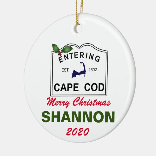 PERSONALISIERT Cape Cod Weihnachtsfeier Keramik Or Keramik Ornament (Links)