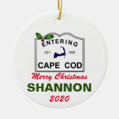 PERSONALISIERT Cape Cod Weihnachtsfeier Keramik Or Ornament (Vorne)