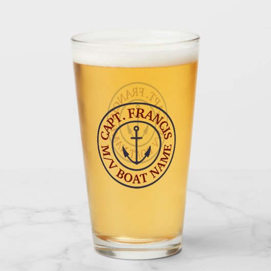 Personalisiert Captain Anchor Tumble Glass Glas (Vorne (Gefüllt))
