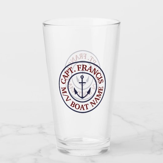 Personalisiert Captain Anchor Tumble Glass Glas (Vorderseite)