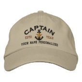 Personalisiert Captain Nautical Star Anchor Bestickte Kappe (Vorderseite)