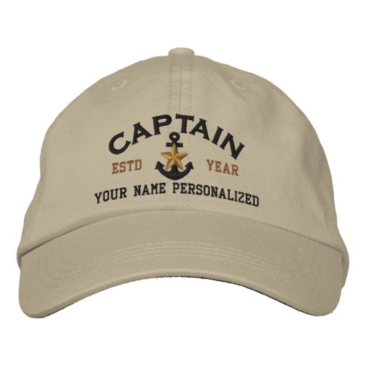 Personalisiert Captain Nautical Star Anchor Bestickte Kappe (Vorderseite)