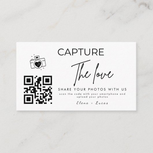 Personalisiert Capture the Liebe Wedding Qr Code Begleitkarte (Vorderseite)