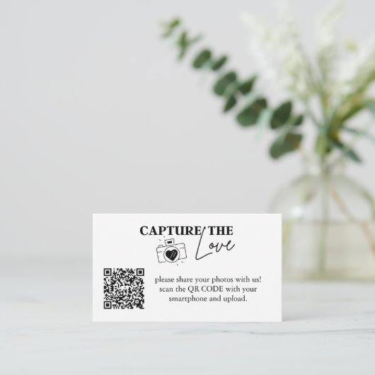 Personalisiert Capture the Liebe Wedding Qr Code Begleitkarte (Stehend Vorderseite)