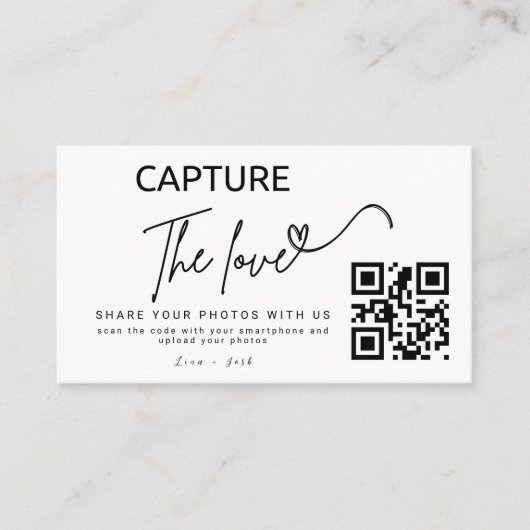 Personalisiert Capture the Liebe Wedding Qr Code Begleitkarte (Vorderseite)