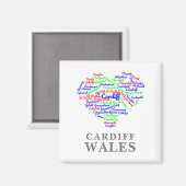 Personalisiert Cardiff Wales Word Cloud Typografie Magnet (Vorderseite/Rückseite)