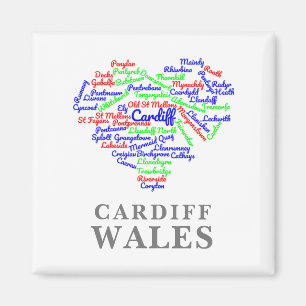 Personalisiert Cardiff Wales Word Cloud Typografie Magnet