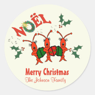 Personalisiert Caroling Crawfish Hummer Weihnachte Runder Aufkleber