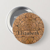 Personalisiert Carved Wood Floral Mandala Button (Vorne & Hinten)