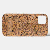 Personalisiert Carved Wood Floral Mandala Case-Mate iPhone Hülle (Rückseite (Horizontal))