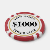 Personalisiert Casino Style Custom $1000 Red Pokerchips (Einzeln)