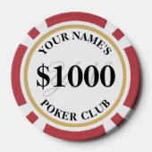 Personalisiert Casino Style Custom $1000 Red Pokerchips (Rückseite)