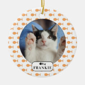 Personalisiert Cat Goldfish Pet Foto Keramik Ornament (Vorne)