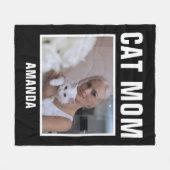 Personalisiert Cat Mama Custom Foto Fleecedecke (Vorderseite (Horizontal))