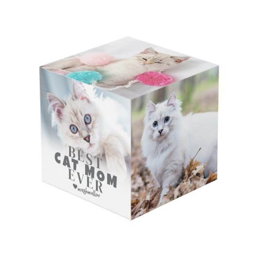 Personalisiert Cat Mama Foto Würfel (Vorderseite Schrägansicht)