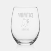 Personalisiert Cat Mama Individuelle Name Weinglas Ohne Stiel (Rückseite)