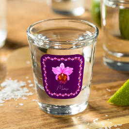 Personalisiert Cattleya Orchid Motif Schnapsglas