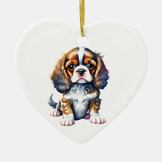 Personalisiert Cavalier King Charles Spaniel Puppy Keramik Ornament (Vorne)