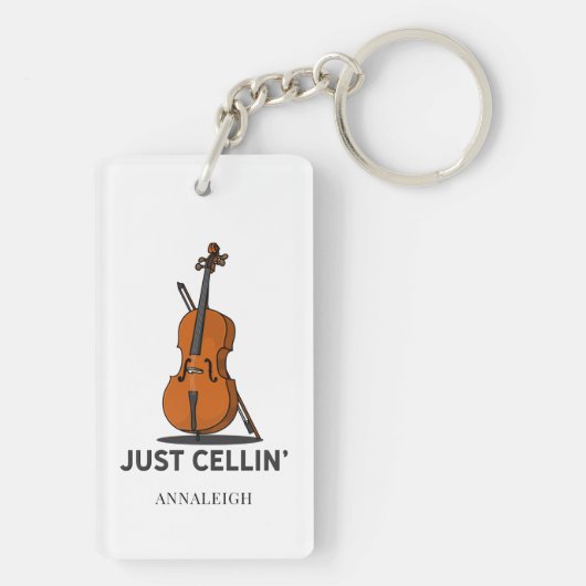 Personalisiert Cello Just Cellin Cellist Gag Schlüsselanhänger (Rückseite)