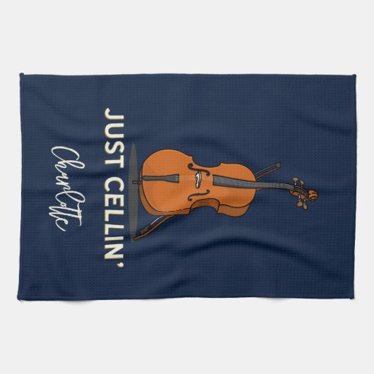 Personalisiert Cello Script Monogram Musiker Geschirrtuch (Horizontal)