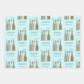 Personalisiert Champagner Weißrosa Aqua Retro Cool Geschenkpapier Set (Vorderseite 3)