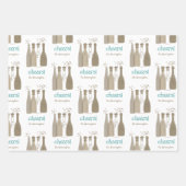 Personalisiert Champagner Weißrosa Aqua Retro Cool Geschenkpapier Set (Vorderseite)