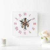 Personalisiert Charming Christmas Nutcracker Quadratische Wanduhr (Zuhause)