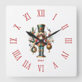 Personalisiert Charming Christmas Nutcracker Quadratische Wanduhr (Vorderseite)