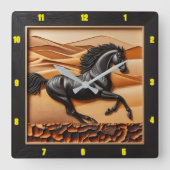 Personalisiert Charred Wood Arabian Luxury Quadratische Wanduhr (Vorderseite)