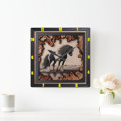 Personalisiert Charred Wood Sinti und Roma Vanner Quadratische Wanduhr (Zuhause)