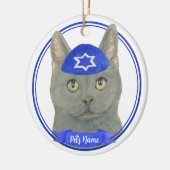 Personalisiert Chartreux Cat Yarmulke Blue White Keramik Ornament (Links)