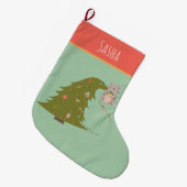 Personalisiert Chat Weihnachten Großer Weihnachtsstrumpf (Vorderansicht (hängend))