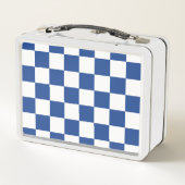 Personalisiert Checkered Fiesta Royal Blue Metall Brotdose (Rückseite)