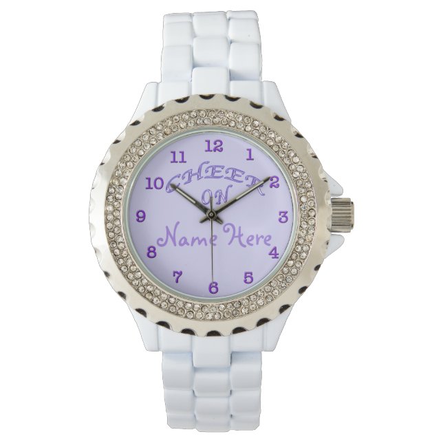 PERSONALISIERT Cheer Gifts Ideen Lila Cheer Watch Armbanduhr (Vorderseite)