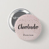 Personalisiert Cheerleader Pink Gold Polka Dots Button (Vorne & Hinten)