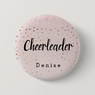 Personalisiert Cheerleader Pink Gold Polka Dots Button