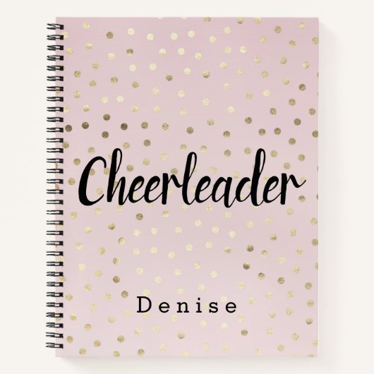 Personalisiert Cheerleader Pink und Gold Polka Dot Notizblock (Vorderseite)