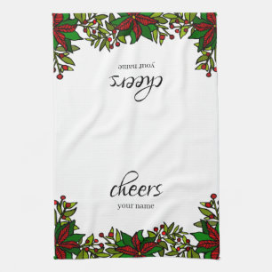 Personalisiert Cheers Poinsettia Küchentücher