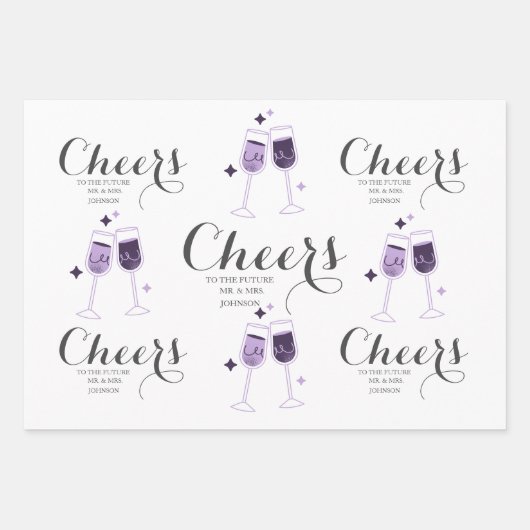 Personalisiert Cheers Script Wedding Geschenkpapier Set (Vorderseite 2)