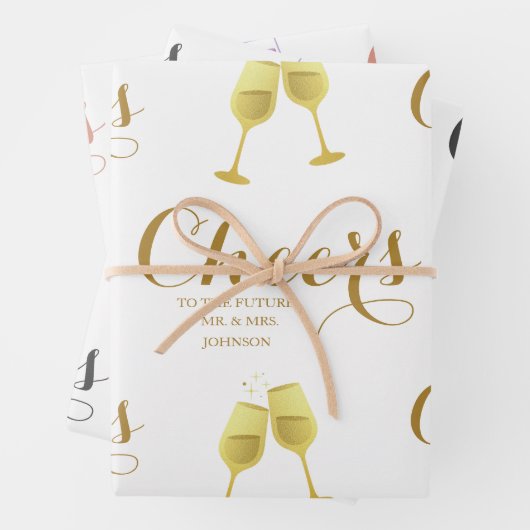 Personalisiert Cheers Script Wedding Geschenkpapier Set (Beispiel)