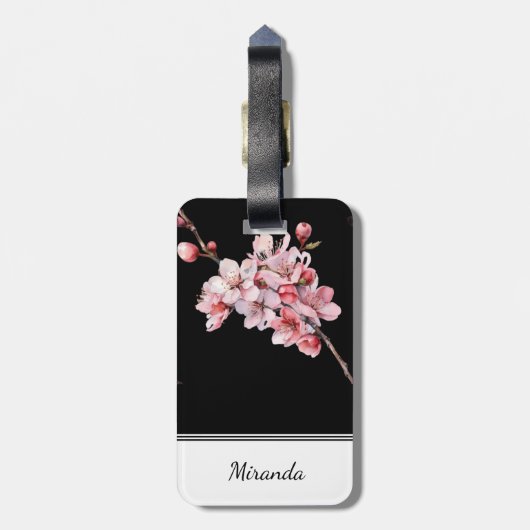Personalisiert Cherry Blossom Gepäckmarke Gepäckanhänger (Rückseite vertikal)