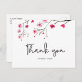 Personalisiert | Cherry Blossom | Hochzeit Danke Postkarte (Vorne/Hinten)