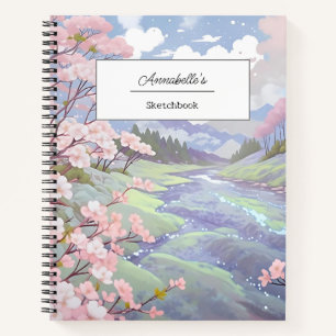 Personalisiert Cherry Blossom Pastell Wasserfarbe Notizblock